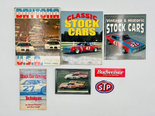 300 · STOCK CARS: Four books on early stock car racing, together with a framed photo and two stickers [Location: Sydney]