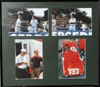 FERRARI: A pair of framed colour photo montages of the 375 Plus '0392 AM' being raced at Monterey, one 70cm x 60cm the other 70cm x 50cm, together with a framed photograph, 28cm x 36cm - 2