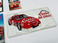 BILL ELLIOTT: Three Bill Elliott novelty licence plates together with a photo, a keyring and softcover book 'Ford, Lincoln & Mercury Stock Cars' by Dr. John Craft [Location: Sydney] - 3