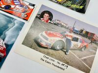 NASCAR: A group of Nascar items including two 1:43 scale models, two framed prints, a novelty licence plate, four unframed photos, seven stickers and four posters [Location: Sydney] - 8