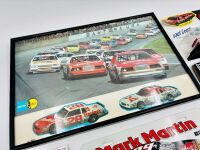 NASCAR: A group of Nascar items including two 1:43 scale models, two framed prints, a novelty licence plate, four unframed photos, seven stickers and four posters [Location: Sydney] - 12