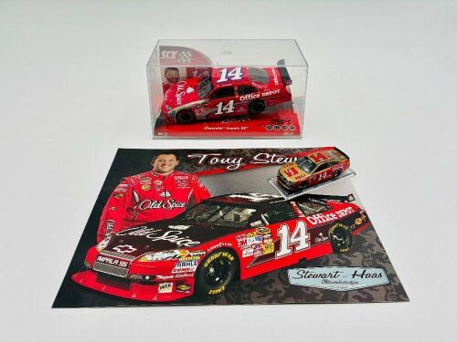 TONY STEWART: A 1:32 scale model Chevrolet Impala SS signed by Tony Stewart together with a 1:64 scale 2016 Chevrolet SS and a flyer [Location: Sydney]