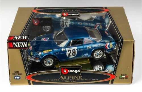 ALPINE: A Bburago 1:16 scale 1971 Alpine A110 1600S model, in full rally Monte Carlo livery, model number 3301