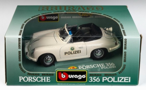 PORSCHE: A Bburago 1:18 scale 1964 Porsche 356 model, in full Polizei (Police) guise, model number 3331