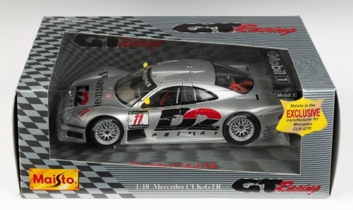 MERCEDES BENZ: A Maisto 1:18 scale Mercedes Benz CLK-GTR model, product number 38848