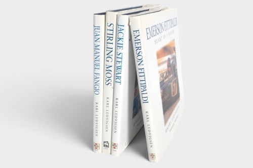 FANGIO / MOSS / FITTIPALDI / STEWART: A set of four hardcover books relating to legendary drivers Fangio, Moss, Fittipaldi & Stewart by Karl Ludvigsen