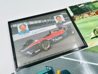 INDY CAR: Six photos including two framed items signed by Al Unser Jr and Tony Bettenhausen, together with a 1:64 scale model by Johnny Lightning [Location: Sydney] - 2