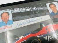 INDY CAR: Six photos including two framed items signed by Al Unser Jr and Tony Bettenhausen, together with a 1:64 scale model by Johnny Lightning [Location: Sydney] - 3