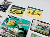 INDIANAPOLIS 500: A 1996 Micro Machine 'Indianapolis 500 Race Veterans' four car set with 19 Indy 500 postcards and nine badges [Location: Sydney] - 6