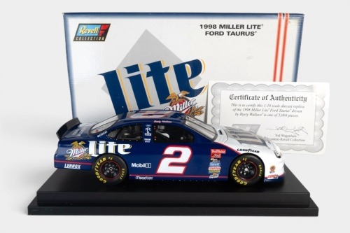 68 · FORD: A Revell 1:18 scale 1998 Ford Taurus in Miller Lite livery, car # 2 as driven by Rusty Wallace in original box