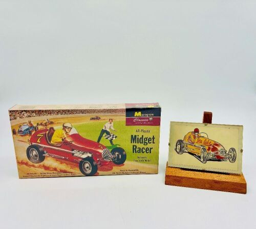 342 · MIDGET RACER: A 1:24 scale model kit by Monogram Classics of the 'Midget Racer', unopened box with plastic intact together with an illustration [Location: Sydney]