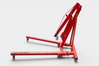 HOIST: A red foldable engine crane/hoist with 2 ton lifting capacity