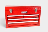AMPRO TOOL KIT: An Ampro metal cased tool kit, four drawers and top lid with ratchet set, appears complete