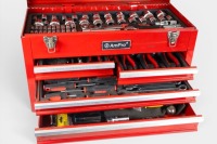 AMPRO TOOL KIT: An Ampro metal cased tool kit, four drawers and top lid with ratchet set, appears complete - 2