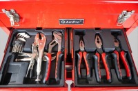 AMPRO TOOL KIT: An Ampro metal cased tool kit, four drawers and top lid with ratchet set, appears complete - 4
