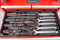 AMPRO TOOL KIT: An Ampro metal cased tool kit, four drawers and top lid with ratchet set, appears complete - 5