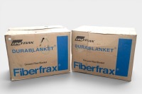 DURABLANKET: Two boxed ceramic fiber blankets, 610mm width, 7320mm length, grade 1260, density 128Kg/m3