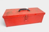 TOOL BOX: A tool box containing a quantity of spanners and other tools various tools, tool box by Sturdee, measures 38.5cm wide, 16cm deep, 13cm high. - 3
