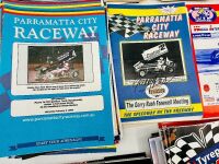 PARRAMATTA CITY RACEWAY: A large group of Parramatta City Raceway race programs together with a hardcover book, 'Speedway by the Freeway: An Illustrated History of Parramatta/Sydney Speedway/Valvoline Raceway' by Tony Loxley [Location: Sydney] - 9