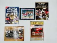 AUSTRALIAN SPEEDWAY: Four publications featuring Australian speedway and a framed illustration [Location: Sydney]