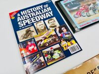 AUSTRALIAN SPEEDWAY: Four publications featuring Australian speedway and a framed illustration [Location: Sydney] - 2