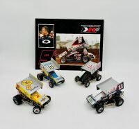 SPRINT CARS: Four 1:24 scale sprint cars by Racing Champions and GMP together with a Kasey Kahne Racing sign [Location: Sydney]