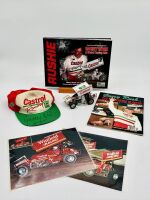 GARRY RUSH: A group of Garry rush items including a signed hat, two signed posters, a 1:24 scale model, two books and two photos [Location: Sydney]