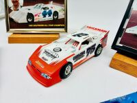 DIRT LATE MODEL: Three 1:24 scale models from the Dirt Late Model series by Action Collectables and ADC together with two framed Clint Smith photos and a novelty licence plate [Location: Sydney] - 4