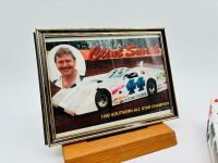 DIRT LATE MODEL: Three 1:24 scale models from the Dirt Late Model series by Action Collectables and ADC together with two framed Clint Smith photos and a novelty licence plate [Location: Sydney] - 9