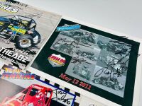 SPEEDWAY: A group of race team and driver flyers including six signed items together with seven speedway stickers [Location: Sydney] - 6