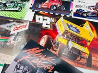 SPEEDWAY: A group of race team and driver flyers including six signed items together with seven speedway stickers [Location: Sydney] - 13