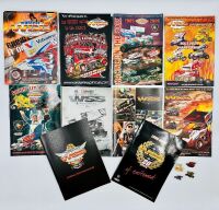 WORLD SERIES SPRINTCARS: Ten WSS event programs with four sprint car badges [Location: Sydney]