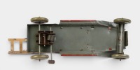 METTOY: An excellent original c1940s English Metoy fixed key clockwork tin plate fire engine, approximately 30cm long, 11cm high. Includes one seated tin fireman - 3