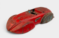 WYANDOTTE: A circa 1930s Wyandotte (USA) pressed steel clockwork streamlined coupe toy car, 25cm long