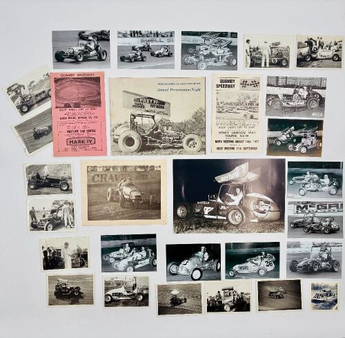 352a · VINTAGE SPEEDWAY: A program for the 'Modified Sprintcar Association of NSW Annual Presentation Night' together with two Quamby Speedway event programs and a group of vintage Australian speedway photos [Location: Sydney]