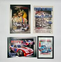 SPEEDWAY: Three unframed and one framed print featuring Paul Ash, Rodney 'Rocket' Combs, Gary Patterson and Grand National Sedans [Location: Sydney]