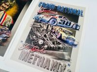 SPEEDWAY: Three unframed and one framed print featuring Paul Ash, Rodney 'Rocket' Combs, Gary Patterson and Grand National Sedans [Location: Sydney] - 4