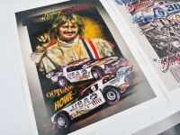 SPEEDWAY: Three unframed and one framed print featuring Paul Ash, Rodney 'Rocket' Combs, Gary Patterson and Grand National Sedans [Location: Sydney] - 5