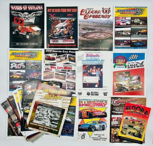 393 · AMERICAN SPEEDWAY: A large group of American speedway event programs together with a softcover book, 'Eldora Speedway: The Most Famous Short Track in America' by Bill Holder [Location: Sydney]