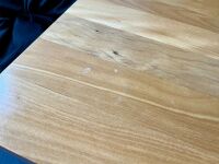 TABLE: A modern bespoke solid timber large table, believed to be Spotted Gum, 240cm long, 90cm wide, 75cm high [UPDATED DESCRIPTION] - 2
