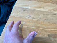 TABLE: A modern bespoke solid timber large table, believed to be Spotted Gum, 240cm long, 90cm wide, 75cm high [UPDATED DESCRIPTION] - 3