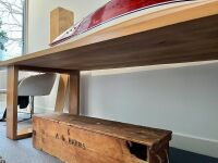 TABLE: A modern bespoke solid timber large table, believed to be Spotted Gum, 240cm long, 90cm wide, 75cm high [UPDATED DESCRIPTION] - 7