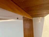 TABLE: A modern bespoke solid timber large table, believed to be Spotted Gum, 240cm long, 90cm wide, 75cm high [UPDATED DESCRIPTION] - 8