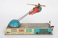 HELICOPTER: A c1955 Hans Biller (Germany) tin toy remote control helicopter, model No.90, 22cm long - 2