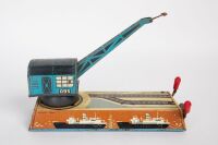 CRANE: A c1950s Hans Biller (Germany) wind-up automatic dock-yard crane, 22cm long