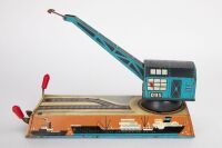 CRANE: A c1950s Hans Biller (Germany) wind-up automatic dock-yard crane, 22cm long - 2