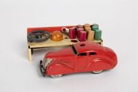 SCHUCO: A c1950s Schuco (US Zone Germany) model No.3000, telesteering tinplate car in original box, 10cm long - 5