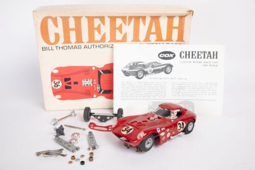 CHEETAH: A c1965 L.M.Cox (USA) 1:24 scale Cheetah X-250 slot car model kit, almost completed