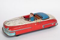 MODERN TOYS: A c1950-60s Modern Toys (Japan) tinplate open top car with driver, 23cm long - 2
