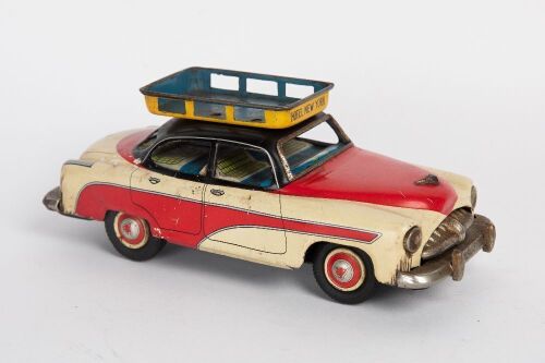 BANDAI TAXI: A c1960s Bandai (Japan) tinplate friction Hotel New York Taxi cab, 17.5cm long